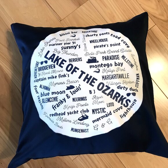 Summer Lake House Pillow Cover, 18x18: Lake of the Ozarks Marinas & Landmarks - Picture 1 of 8